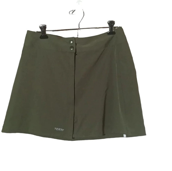 Bike Skirt green back zipper pocket front zip from top & bottom snap M - Picture 2 of 14